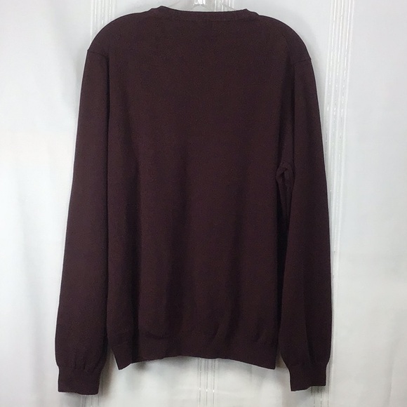 Van Heusen Maroon Cotton Blend Knit V-Neck Sweater - Picture 8 of 9